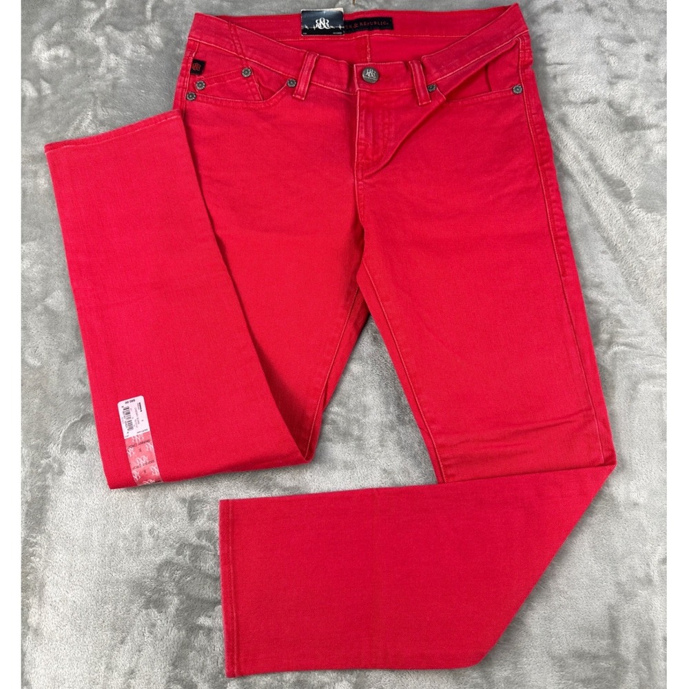 Rock & Republic Skinny Crop Jeans Cherry Bomb Red Hamburg Women Size 8